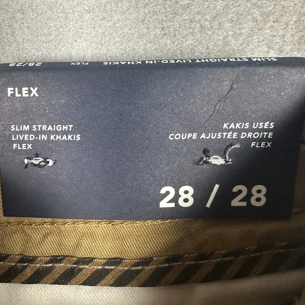 NEW American Eagle Pants Mens 28X28 Lived-In Khakis Tan Flex Slim Straight Chino